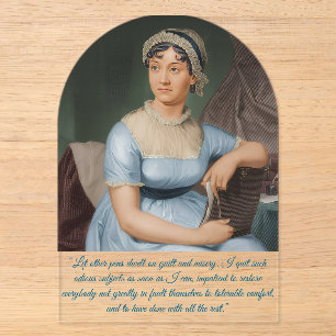 Jane Austen-Porträt + Zitat (Blau) Acryleinladungen