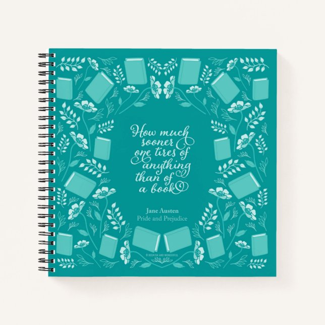 Jane Austen Pride & Prejudice Aquamarin Floral Boo Notizbuch (Vorderseite)