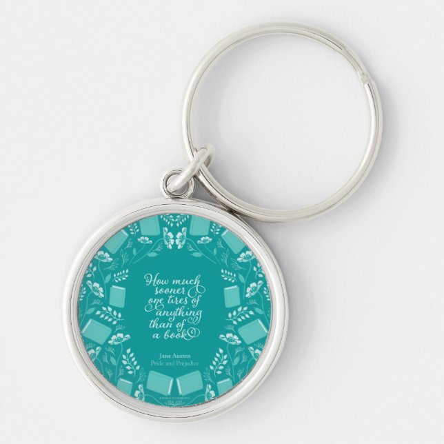 Jane Austen Pride & Prejudice Aquamarin Floral Boo Schlüsselanhänger (Vorne)