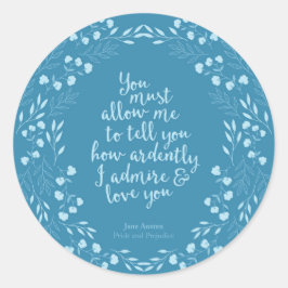 Jane Austen Pride und Prejudice Liebe Runder Aufkleber