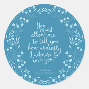 Jane Austen Pride und Prejudice Liebe Runder Aufkleber