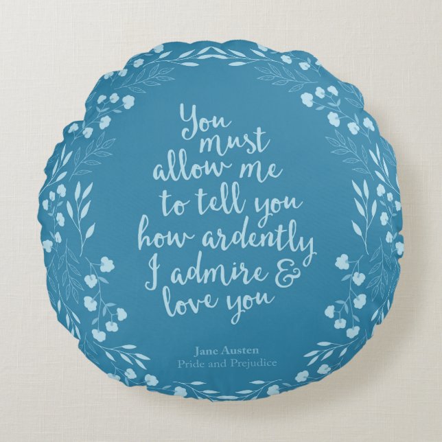 Jane Austen Pride und Prejudice Liebe Rundes Kissen (Vorderseite)