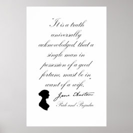 Jane Austen Pride und Prejudice Zitat Poster