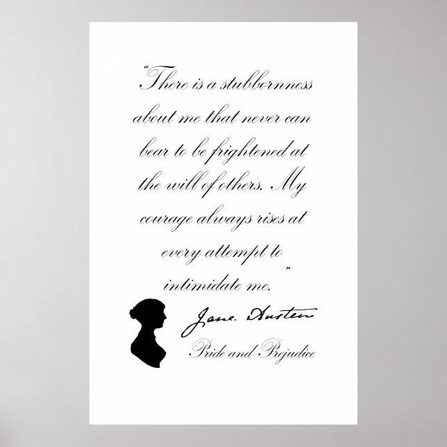 Jane Austen Pride und Prejudice Zitat Poster (Vorne)