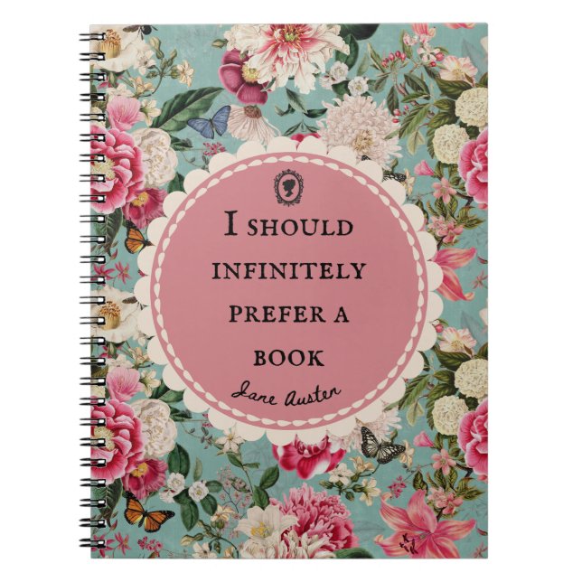 Jane Austen Quote Notebook "Prefer a Book"  Notizblock (Vorderseite)