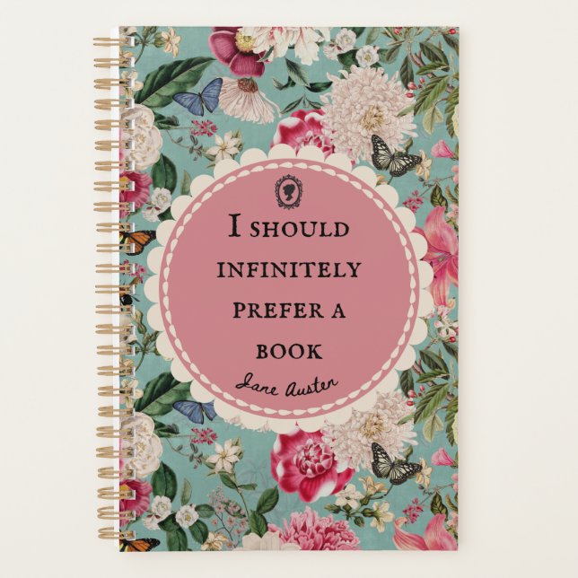 Jane Austen Quote "Prefer a Book"  Planer (Vorderseite)