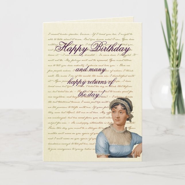 Jane Austen Quote Schreiben Sie Ihre eigene Geburt Karte (Vorderseite)