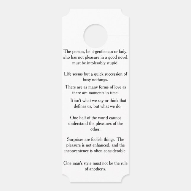 Jane Austen Quotes Türanhänger (Rückseite)