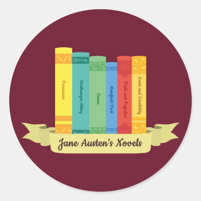 Jane Austen Romane III Runder Aufkleber (Vorderseite)