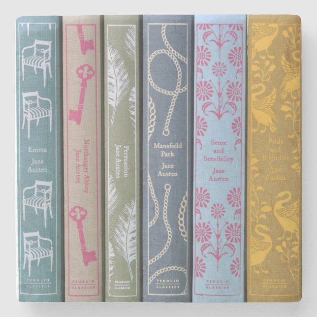 Jane-Austen-Romane  Steinuntersetzer (Vorderseite)