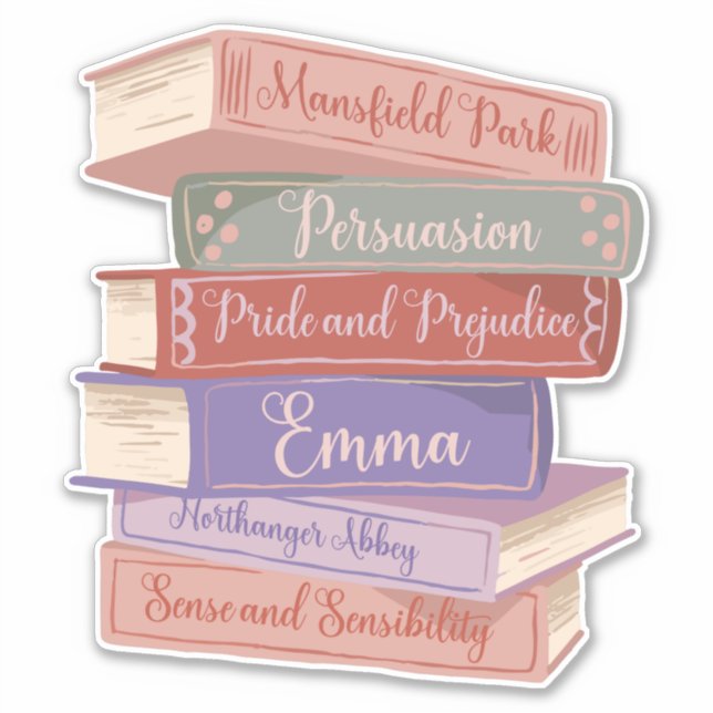 Jane Austen Romane V Aufkleber (Vorderseite)