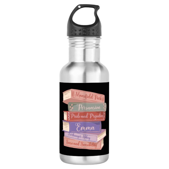 Jane Austen Romane V Edelstahlflasche (Vorderseite)