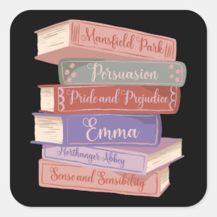 Jane Austen Romane V Quadratischer Aufkleber