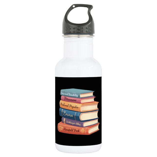 Jane Austen Romane VII Edelstahlflasche (Vorderseite)