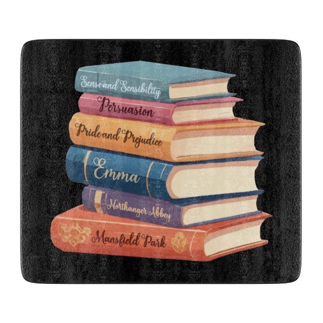 Jane Austen Romane VII Schneidebrett (Vorderseite)