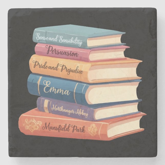 Jane Austen Romane VII Steinuntersetzer (Vorderseite)