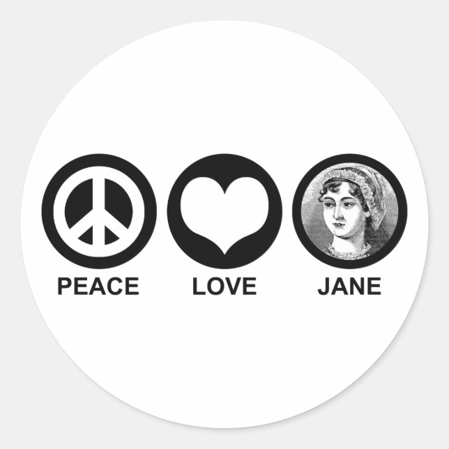 Jane Austen Runder Aufkleber (Vorderseite)