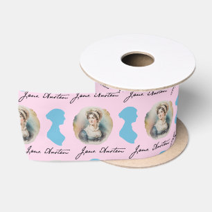 Jane Austen Satin Ribbon auf rosa Hintergrund Satinband