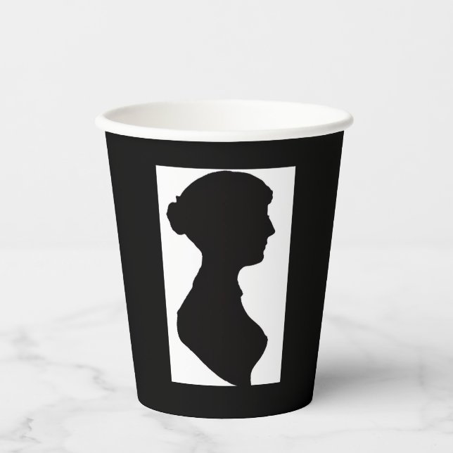 Jane Austen Silhouette Pappbecher (Vorderseite)