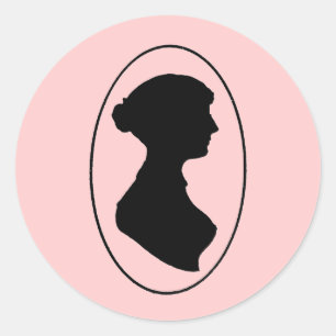 Jane Austen-Silhouette Runder Aufkleber