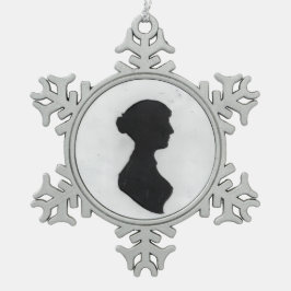 Jane Austen Silhouette Schneeflocken Zinn-Ornament