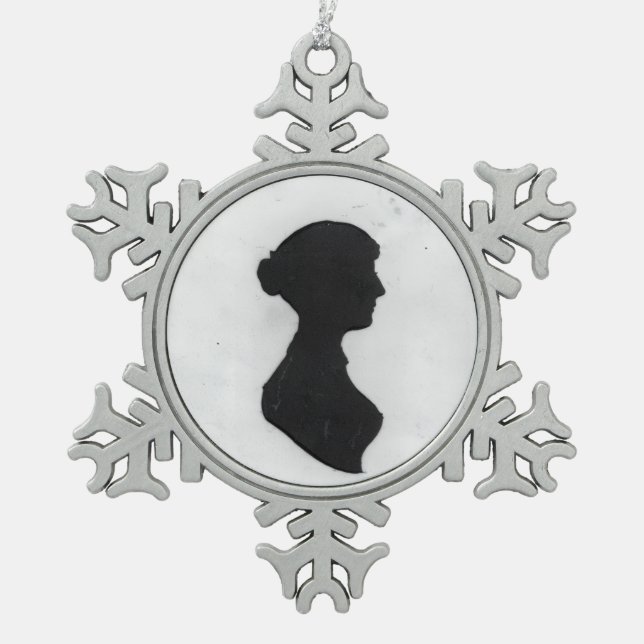 Jane Austen Silhouette Schneeflocken Zinn-Ornament (Vorderseite)