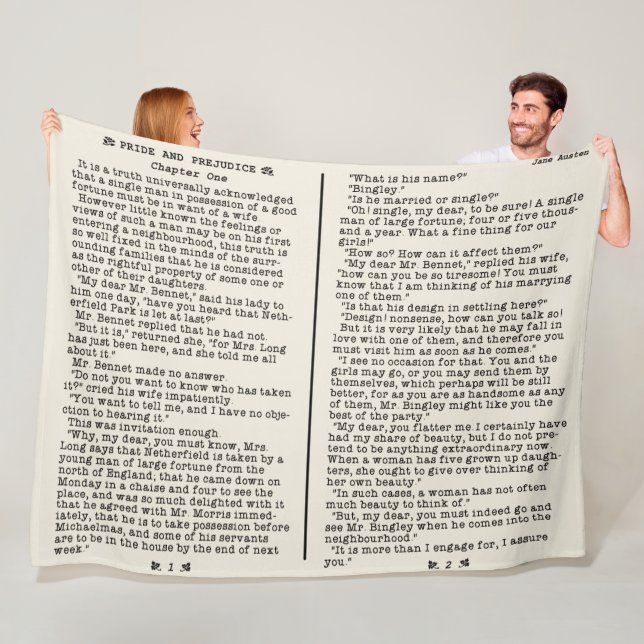 Jane Austen-Stolz und Vorurteil-Literatur-Zitat B Fleecedecke (Beispiel)