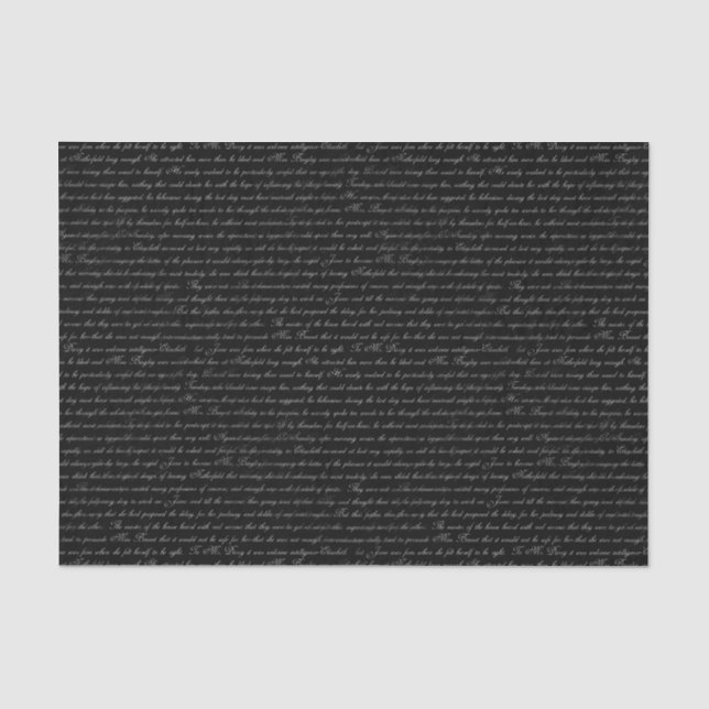 Jane Austen-Text-Schwarzweiss-Seidenpapier Seidenpapier (Vorderseite)