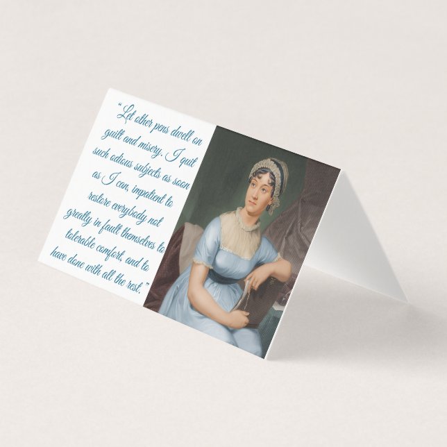 Jane Austen w/ quote (blue) Folded Card (Front)