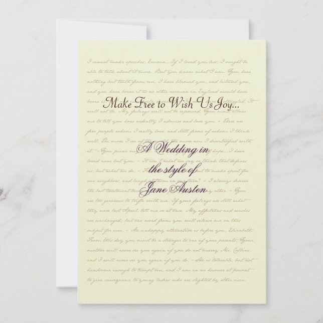 Jane Austen Wedding Celebration Quotes Einladung (Vorderseite)