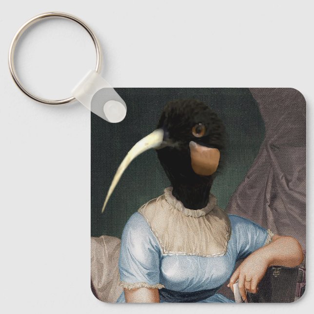 Jane Austen with bird head Schlüsselanhänger (Vorderseite)