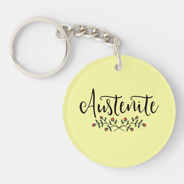 Jane Austen Yellow Floral Austenite Schlüsselanhänger (Vorderseite)