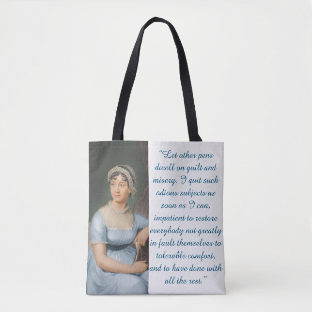 Jane Austen Zitat (Blau) Tasche (Vorderseite)