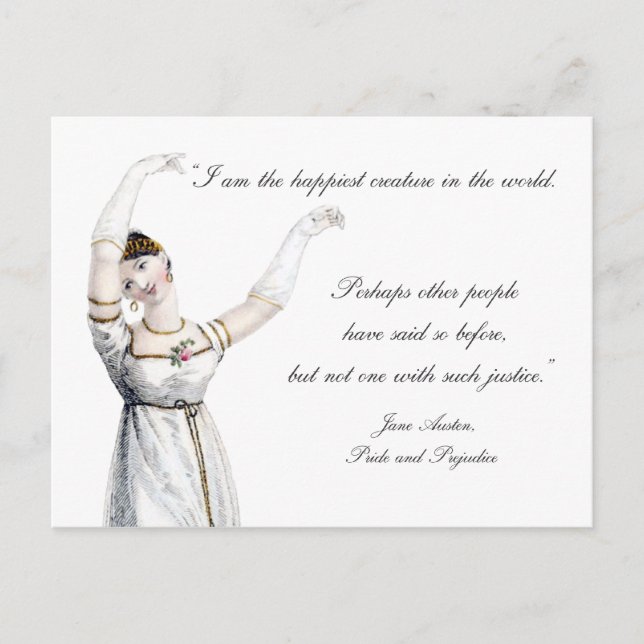 Jane Austen Zitat Glück Postkarte (Vorderseite)