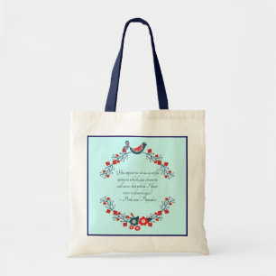 Jane Austen Zitat, Pride and Prejudice Floral  Tragetasche