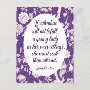 Jane Austen Zitat über Adventure Postcard Postkarte