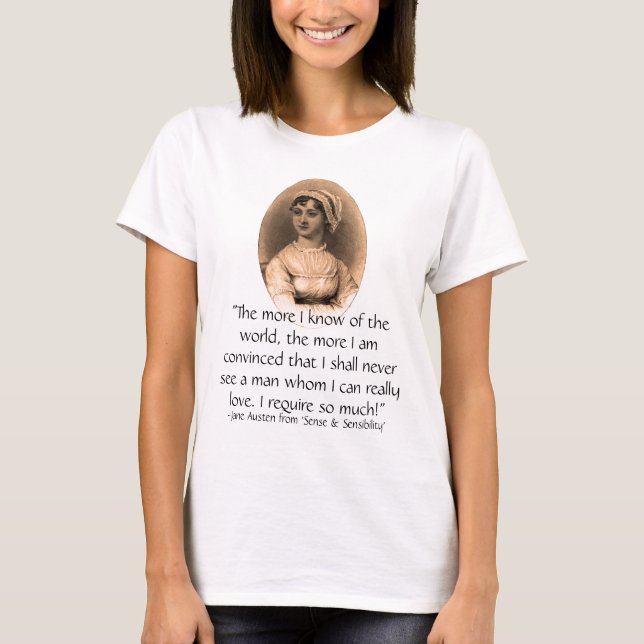 Jane Austenporträt- u. -richtungs- u. T-Shirt (Vorderseite)