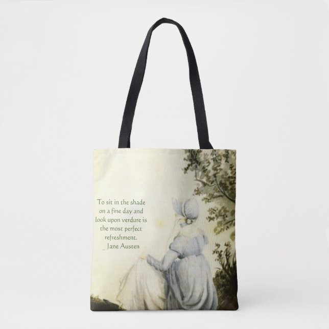 Jane Austens Porträt + Zitat Tasche (Vorderseite)
