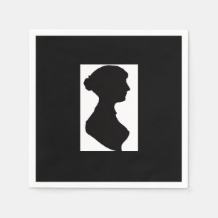 Jane Austens Silhouette auf Schwarz Serviette