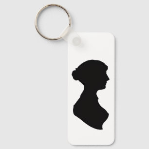 Jane Austens Silhouette und Zitat auf einem Schlüs Schlüsselanhänger