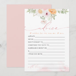 JANE Blush Floral Bridge Advice & Wishings Game Ca Einladung