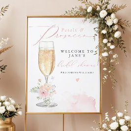 JANE Blush Floral Petals & Prosecco Brautparty Poster