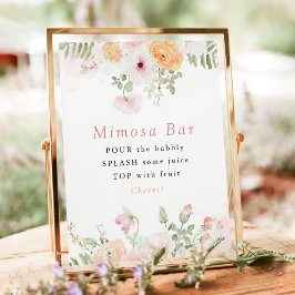 JANE Blush Floral Petals & Prosecco Mimosa Bar Poster