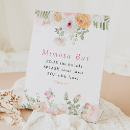 JANE Blush Floral Petals & Prosecco Mimosa Bar Sockelschild