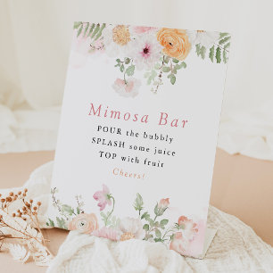 JANE Blush Floral Petals & Prosecco Mimosa Bar Sockelschild