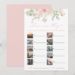 JANE Blush Floral Wo waren sie Bridal Game Card Einladung