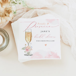 JANE Blush Florale Blüten & Prosecco Brautparty Serviette