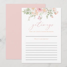 JANE Blush Pink Floral Getaways Reise Bridal Game Einladung