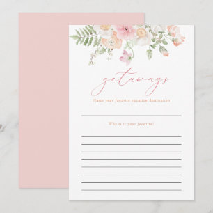 JANE Blush Pink Floral Getaways Reise Bridal Game Einladung