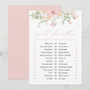 JANE Blush Pink Floral würde sie eher Spielkarte Einladung